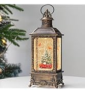 Christmas Snow Globe Red Truck Lantern, Musical Water Lantern with Swirling Glitter Decoration, L...