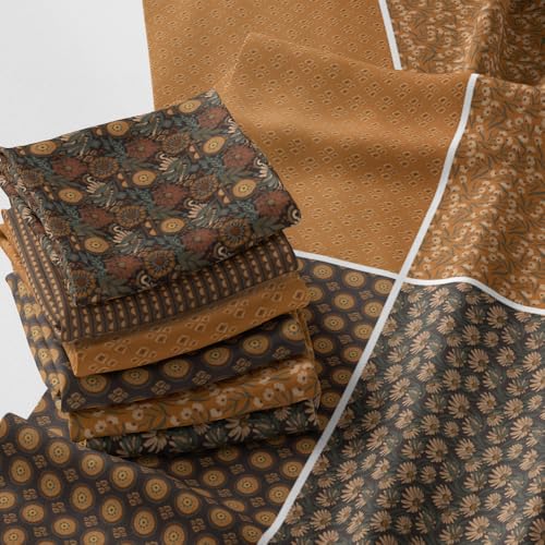 Cotton Patchwork Quilting Fabric Panel – 155×100 cm, 100% Cotton, Made in Türkiye (PRT_KUP 01-001) (Autumn Vintage, 6pcs 50x50cm)