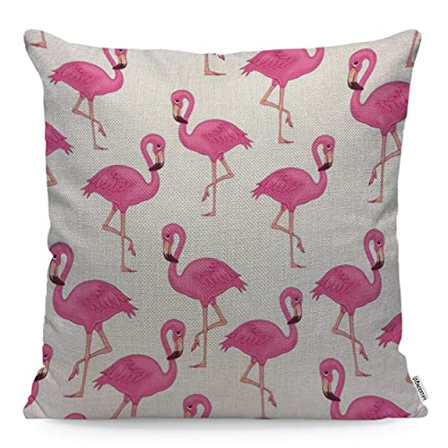 Image of WONDERTIFY Flamingo Cushion Cover Fashion Adorable Cute Animal Decorative Throw Pillow Covers For Couch, Bed Sofa Pillows Case Pink 45X45 Cm