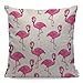 WONDERTIFY - Federa per cuscino decorativo con fenicottero alla moda, adorabile e simpatico animale da ragazza, per divano, letto, divano, federa rosa, 45 x 45 cm