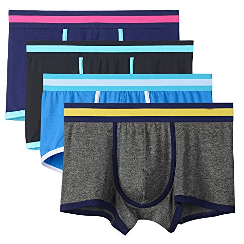 EYUSHIJIA Men's 4 Pack Comfortable Bamboo Fiber Modal Boxer Briefs (Small, A)