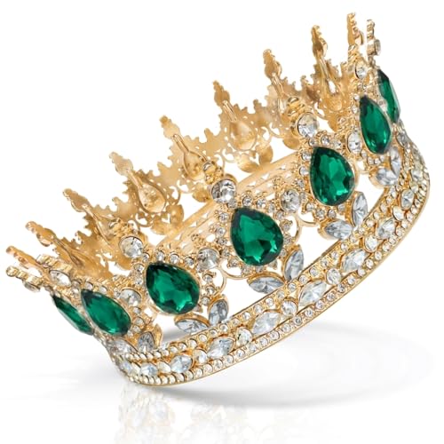 Coco Berming Couronne Ronde en Strass, Diadème de Mariée Scintillant, Tiare Baroque en Cristal pour Mariages, Anniversaires, Souvenirs Voyage, Fêtes, Salons...