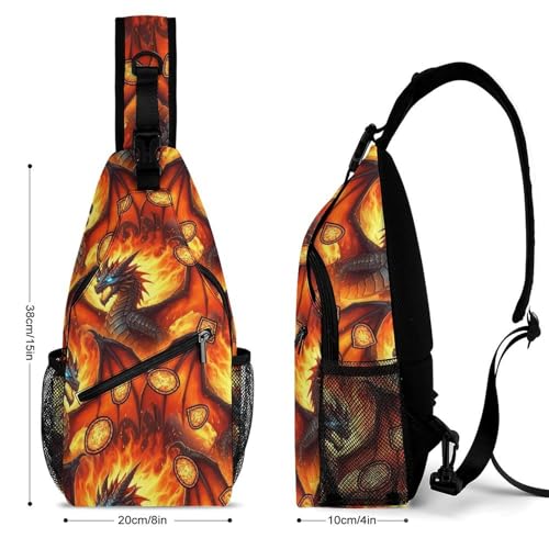 Fashion Dress Decor Sling Backpack Shoulder Bag, Day Pack, Chest Shoulder Bag For Travel Shopping Dragon2