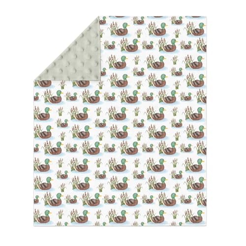 Image of Mallard Duck Lake Leaves Baby Blanket for Girl Boy with Dotted Backing Double Layer Wild Duck Hunting Soft Swaddle Receiving Blanket Toddler Nursery Crib Bed Blanket Hunting Lovers Gift 30x40