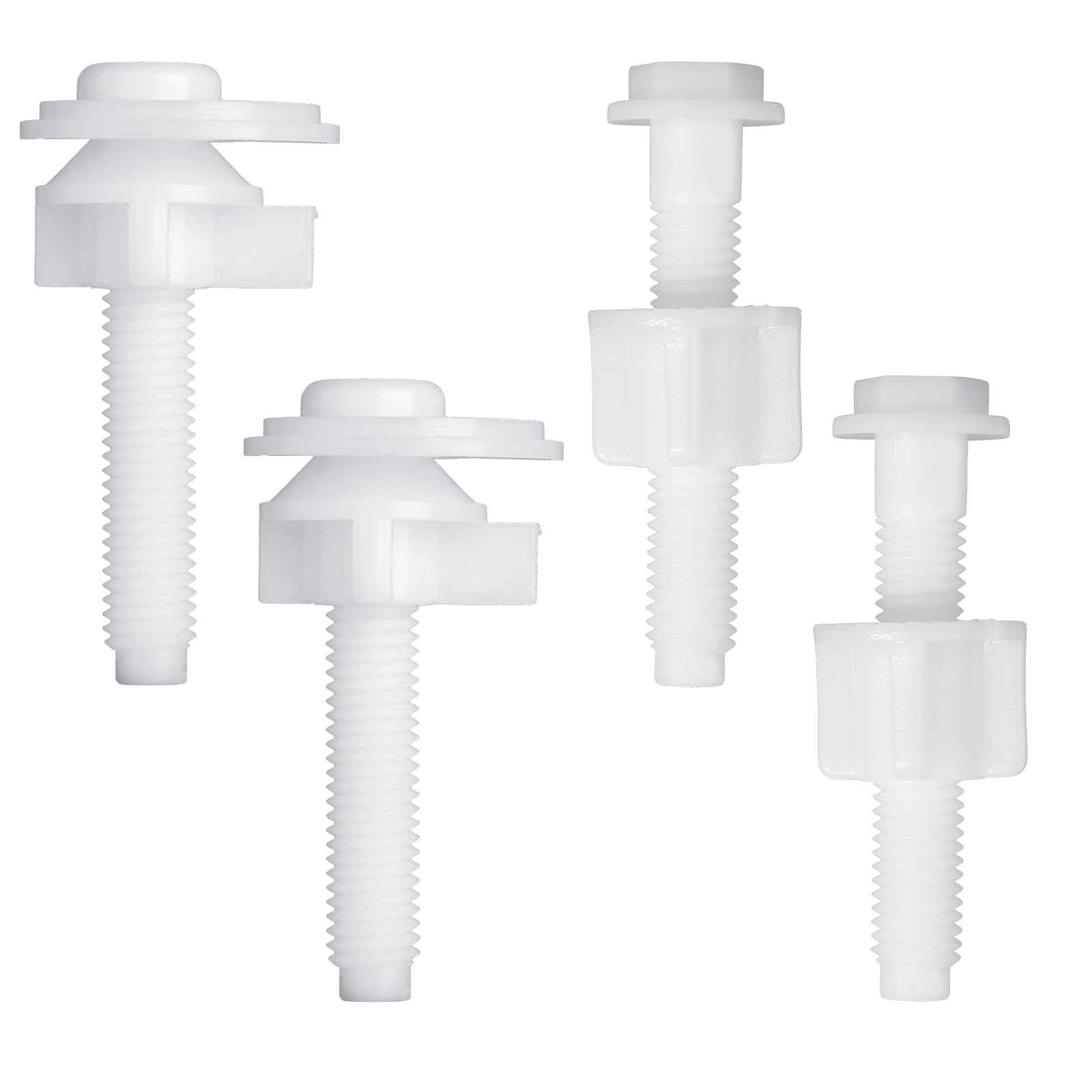 4 Set Toilet Seat Screws Bolts Replacement Kit Replacement Toilet Seat Hinge Bolt Screws with Nuts Washers Universal White Plastic Toilet Seat Screws Toilet Seat Repairing Fixing Accessories