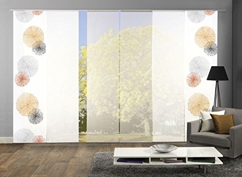 wohnfuehlidee 6er-Set Flächenvorhang, SCOPPIO, Höhe 245 cm, 2X Dessin orange/4x Uni Weiss Cover