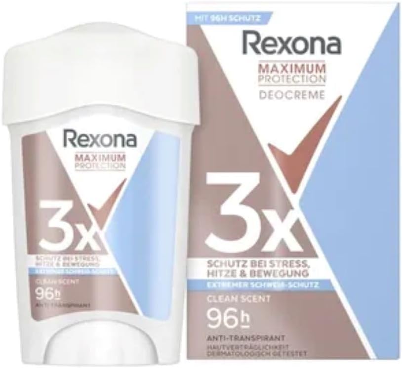 Rexona Women Maximum Protection Sensitive Dry Anti-Transpirant Crème Stick, 96 uur bescherming tegen zweet en lichaamsgeur 45 ml