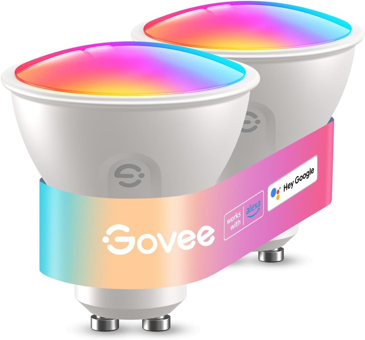 Govee Govee Ampoule Connectée WiFi, Ampoule LED GU10 RGBWW Fonctionne avec Matter, Alexa et Google Home, Lampe GU10 Intelligente 400LM Dimmable, 16 Millions de Couleurs, Synchronisation de Musique, 2 Pack