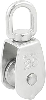 Aexit Stainless Steel Material Handling 25mm Dia Swivel Eye Rope Pulley Lifting Snatch Blocks Hoist Tool