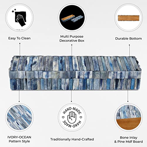 Handicrafts Home Decorative Storage Box with Lid for TV Remote Ivory Ocean Keepsake Memory Box, Jewelry Organizer - Image 3