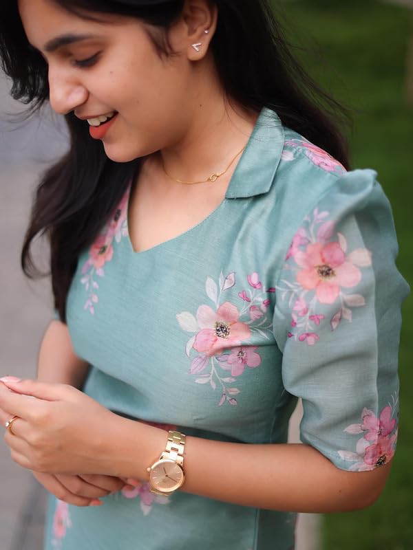 Image of Sun Fashion And Lifestyle Women's Chanderi Stitched Printed Kurti