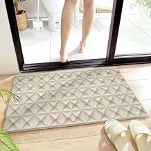 Luxury Plush Bathroom Rugs Mat, Beige Geometric Soft Shaggy Bath Carpet, Simplistic Chic Rustic Hexagon Pattern Non-Slip Floor Mat for Kitchen, Bedroom, 20"x31.5"