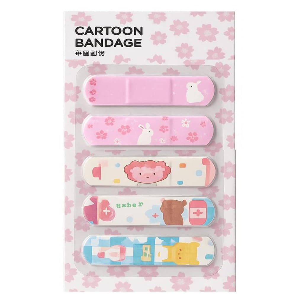 9UP® 20Pcs Cute Cartoon Adhesive Bandages for Kids, Waterproof & Breathable Band-Aids with Gentle Skin-Friendly Adhesive, Fun Animal Printed Wound Plasters for Children, Home, School & Travel First Aid Use