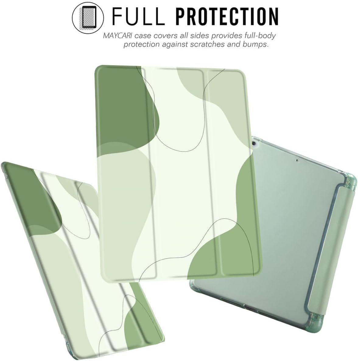 Abstract Line Sage Aesthetic Green Case for iPad 9th/8th/7th Gen image 2