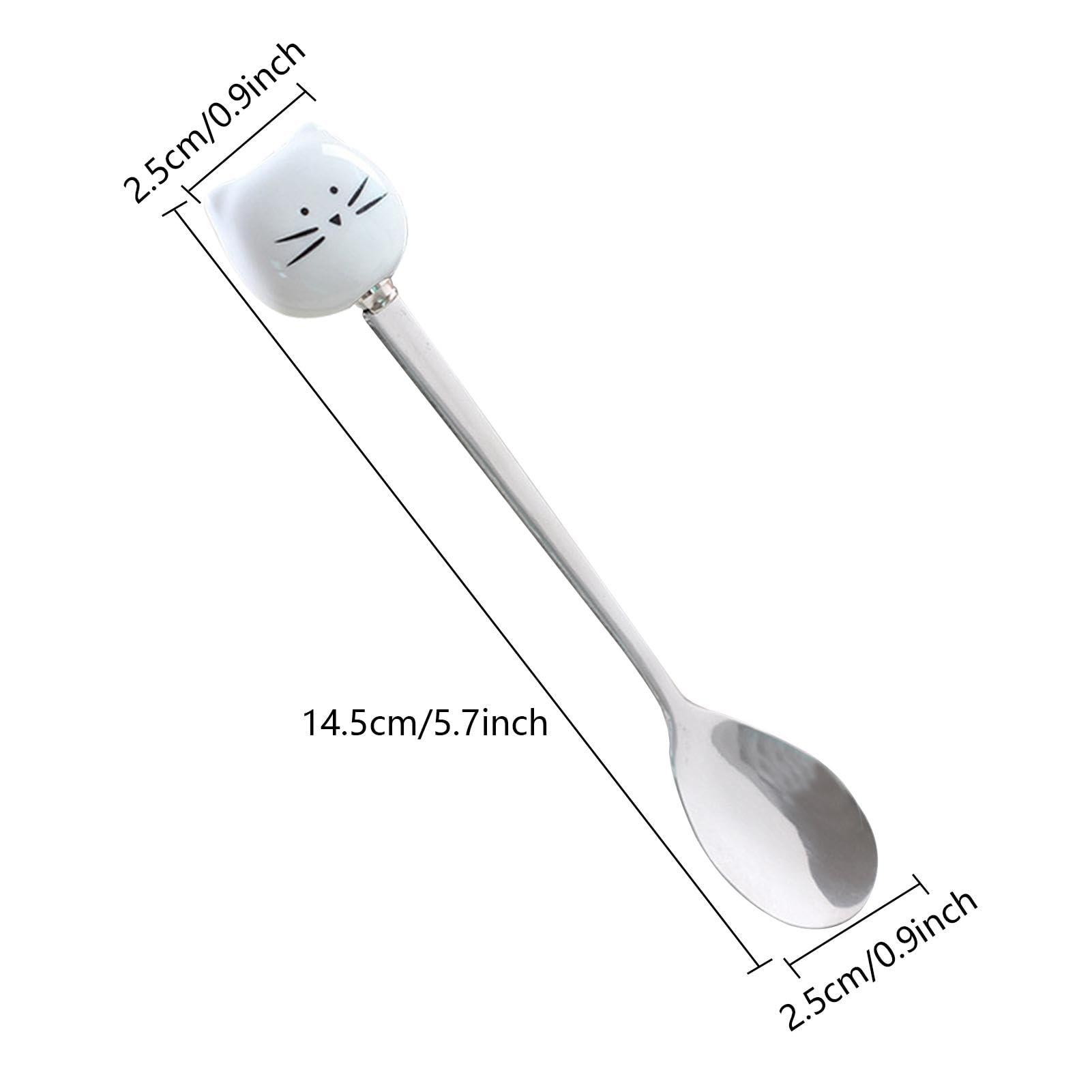 Cucchiaino da caffè gatto,cucchiaio gatto bianco e nero,Cucchiaio per gatti per mescolare tè e caffè | Cucchiaino da tè divertente, cucchiaio da dessert per gelato liscio, cucchiaio per mescola