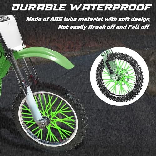 Image of NTHREEAUTO 72PCS Dirt Bike Spoke Skins Covers Motorcycle Wheel Wraps Pipe Universal for 8 inch-21 inch Rims Compatible with Harley Honda Yamaha Suzuki Kawasaki - Green