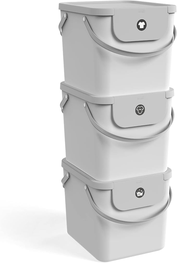 Rotho Albula 3er-Set Wäschesammler 40l, Kunststoff (PP recycelt), weiss ...