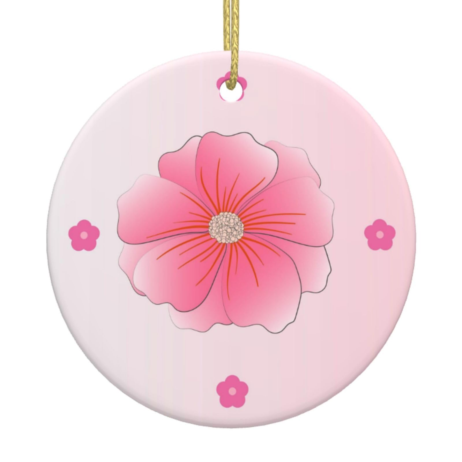 Blooming Carnations Printed Christmas Tree Ceramic Ornaments Holiday Decoration Christmas Unique Pendant for Christmas Party