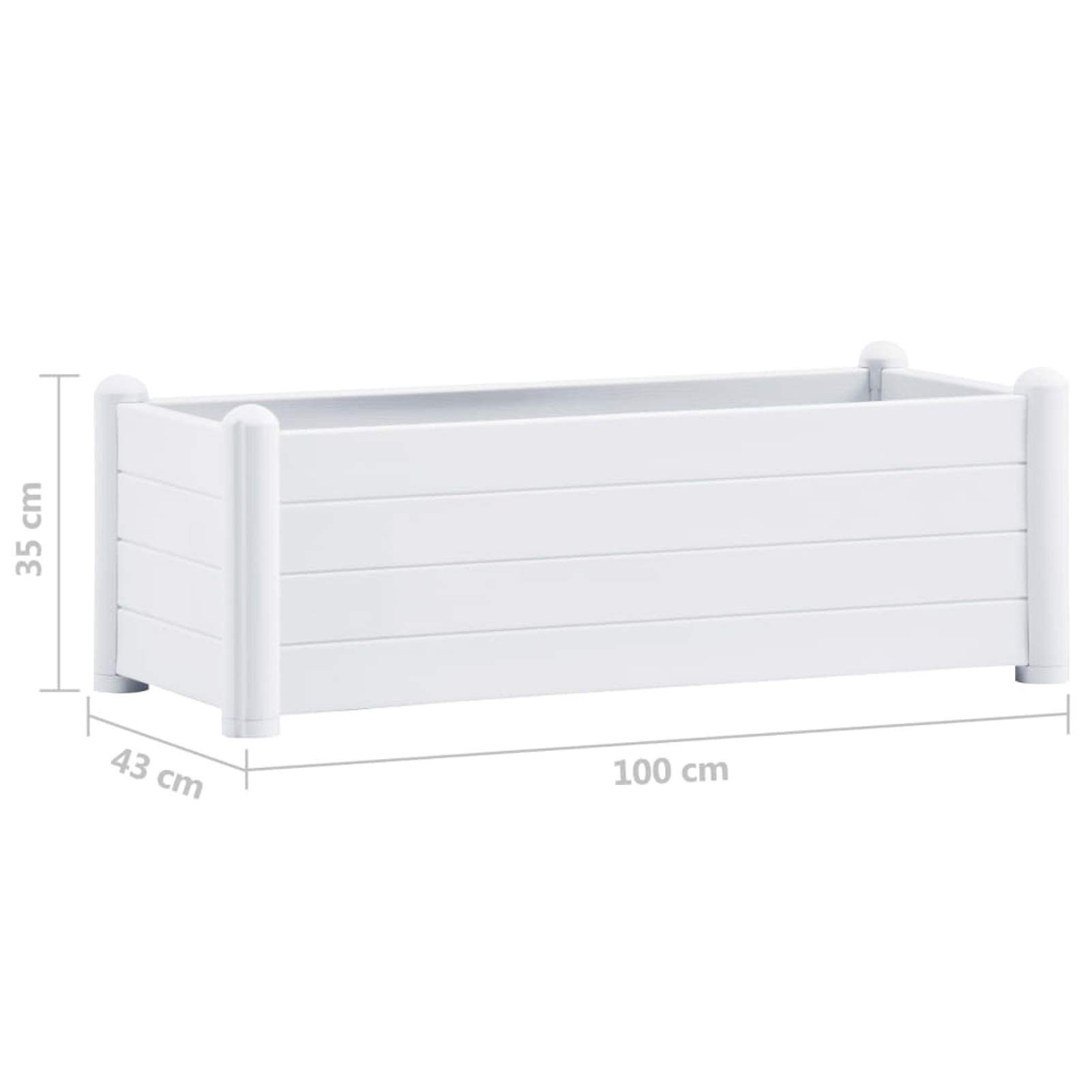 Gecheer Arriate Alto de Jardín,Jardinera Rectangular,Huerto Urbano Exterior, Madera, Marco para Huerto, Verduras Frutas Flores, Blanco 100x43x35 cm