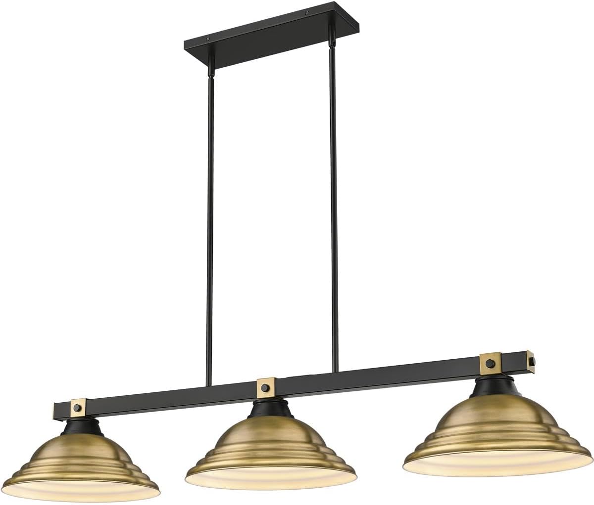 Z-Lite 1955-3MB-RB-SRB Bronte - 3 Light Billiard-8.75 Inch Tall and 16 Inch Wide, Finish Color: Matte Black/Rubbed Brass, Shade Color: Rubbed Brass