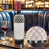 PEARLY JUN Wine Bottle Cover Wedding Wine Bag Engagement Gold New Couples Rhinestone Mr and Mrs Marriage Wedding Gifts Bride and Groom Table Decorations