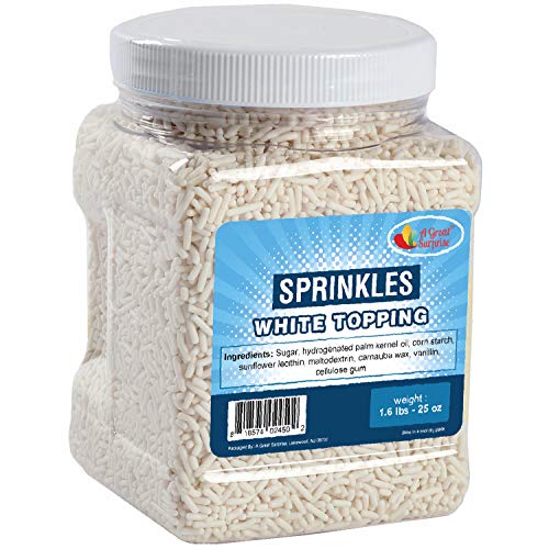 White Sprinkles Bulk White Sprinkles in Resealable Container