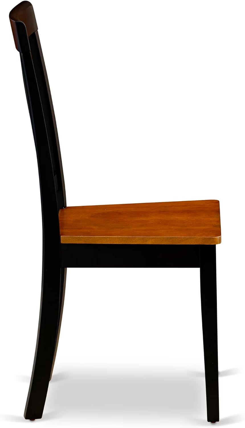 East West Furniture ANTI3-BLK-W 3 Piece Kitchen Table & Chairs Set Contains a Round Dining Room Table with Pedestal and 2 Solid Wood Seat Chairs, 36x36 Inch, Black & Cherry