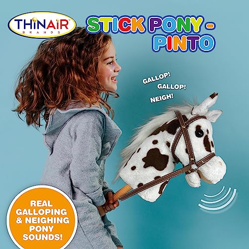 Nature Bound Stick Horse | Plush Handcrafted Hobby Horse | Stick Pony Provides Fun Pretend Play for Toddlers & Preschoolers | Handsewn, Wood, Sound Effects | Pinto Style - Image 6
