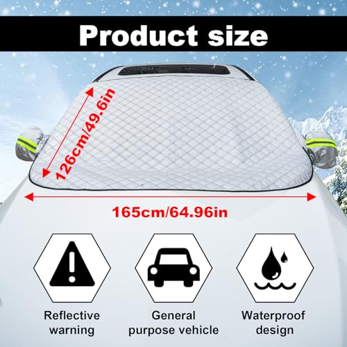 Image of 64 x 49 inches Windshield Cover - Best for Ice, Frost & Snow Removal, All-Seasons Windshield Cover Sunshade Protector for Cars Trucks SUV, Mirror Covers Included, Car Accessories(Silver)