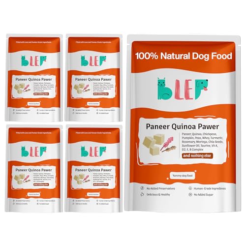 Image of BLEP Fresh Dog Food (Wet) Human Grade, Grain Free|Paneer, Quinoa & Mixed Veggies|Omega 3, 6, Vitamin A, D, E, B|Zero Preservatives & Sugar|Easily Digestible|for All Dog Breeds|500g (5 Pack of 100g)
