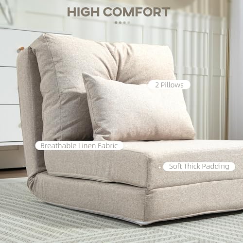 Sillón plegable beige con respaldo ajustable miniatura 6