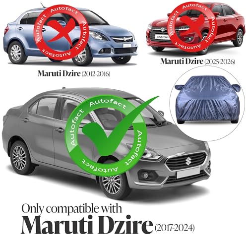 Image of Autofact Premium Car Cover for Dzire 2017-2024 | All Weather Water-Resistant Full Body Car Cover | Light-Weight Triple-Stitched Outdoor Shield with UV Protection, Dustproof & Heat-Resistant