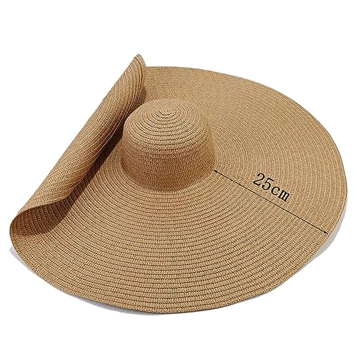 Women Oversized Beach Hats Summer Wide Brim Straw Floppy Foldable Roll up Cap Outdoor Sun Hat4