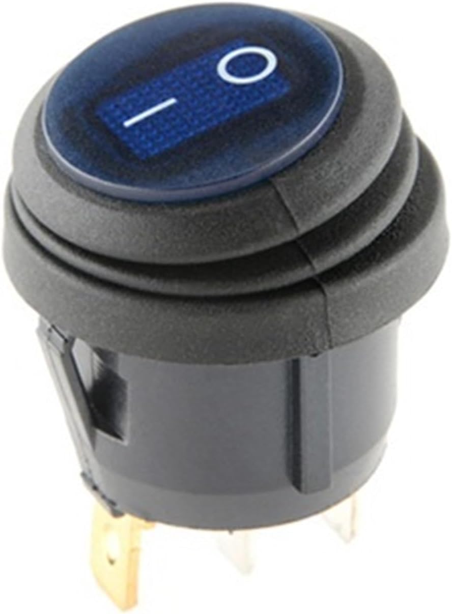 1 Pack Button with 220V Light Rocker Switch Opening 25mm Boat Shape Round 3 Pin Silver Dot(2p Black)