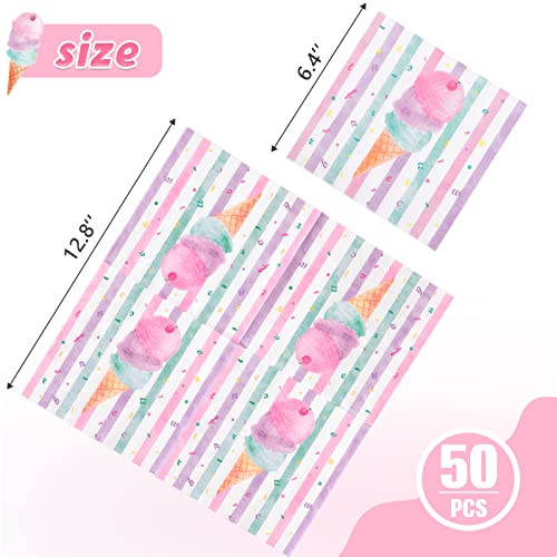 Wernnsai Ice Cream Party Supplies - Disposable 3 Ply Pink Sweet Ice Cream Themed Birthday Or Baby Shower Party Luncheon Dessert Napkins For Girls Pool Summer Celebration #TOP1