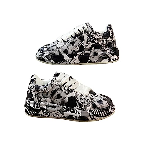 Breathable Low-top Lace-up Graffiti Running Shoes for Men Women - Ideal for Gym, Tennis, Walking, and Fashion