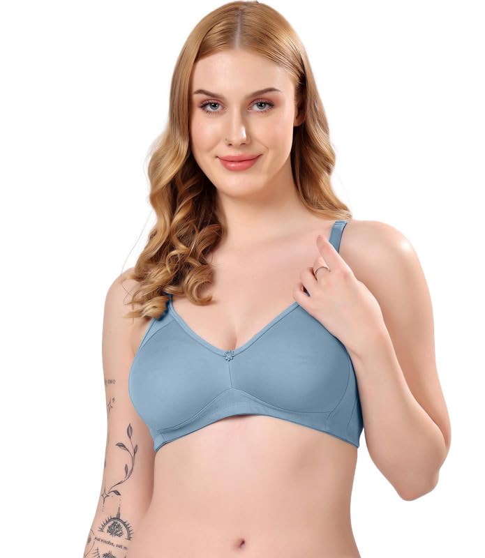 Image of London Hills Regular Bra for Women Everyday Non Padded Wire Free Full Coverage Cotton Blend