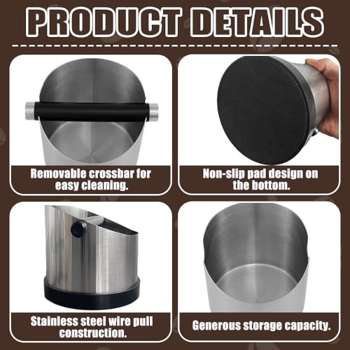 ADDLIVE Coffee Grounds Knock Box - Stainless Steel Espresso Bin with Removable Tapping Rod, 750ML Capacity - Image 3