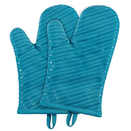 Micacorn Gants de Four, Gants de Cuisine Silicone avec Doublure en Tissu Éponge de Coton et Surface Antidérapante en Silicone Sergé, Gloves pour la Cuisson des Aliments Faisant Cuire Barbecue Cover
