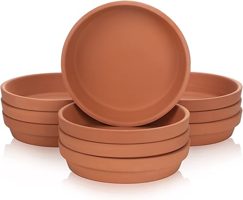 12 platillos de terracota de 7 pulgadas platillos de terracota grandes redondos de arcilla para macetas platillos de plantas para macetas de 6