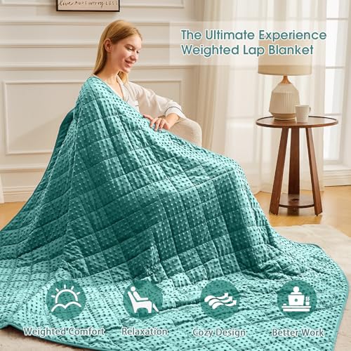 Teal Weighted Blanket for Adults 12lbs, 48"x72", Twin Full Size Cooling Minky Heavy Throw Blanket for 110-130lbs, Soft Winter Thick Big Blankets Weighted Comforter Gift for Sleeping