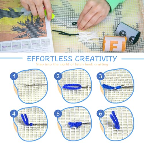 Image of ZFFLYH Sunset Dolphin Latch Hook Pillow Kits for Adults Pre-Printed Cushion | Home Sofa Cushion Cover Preprinted Canvas Crochet Yarn Kits Needlework Crafts Festival Gift for Adults Beginner 17X17 Inch