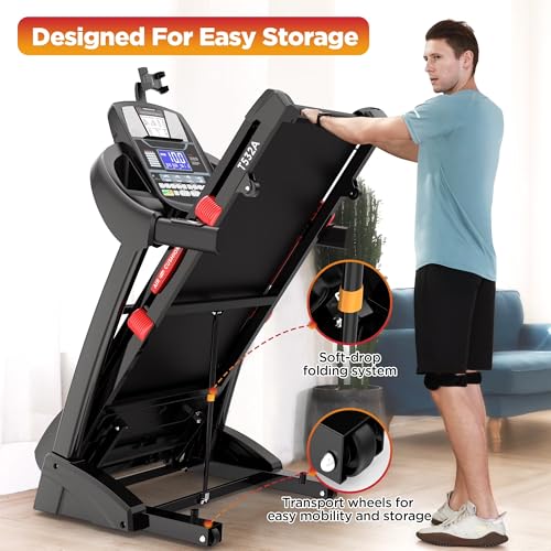 Image of 5 HP Folding Treadmill with 0-15% Auto Incline, 10MPH Speed, 400lbs Capacity, Ultra-Wide 51x18 Inch Belt, APP Control, Bonus Fan & Knee Straps for Home