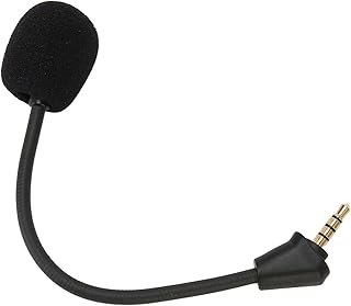 Detachable Microphone for Hyper X Cloud II Wireless, Noise Reduction, Flexible Arm, 360 Degree Rotation, Gold Plated Curved Plug, for Cloud Core, Cloud Pro Silver, Cloudx