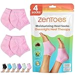 ZenToes Moisturizing Socks for Cracked Heel Treatment - Vitamin E, Olive Oil and Jojoba Oil Infused Heel Socks to Soften and Hydrate (Fuzzy Pink, Regular)