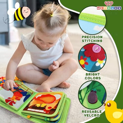 Image of Wembley Busy Bag Design - Educational Activity Binder for Toddlers 1-3 Years | Soft Felt Sensory Busy Book for Kids | Fine Motor Skill Development & Learning Toy | Birthday Gift - Farm Theme