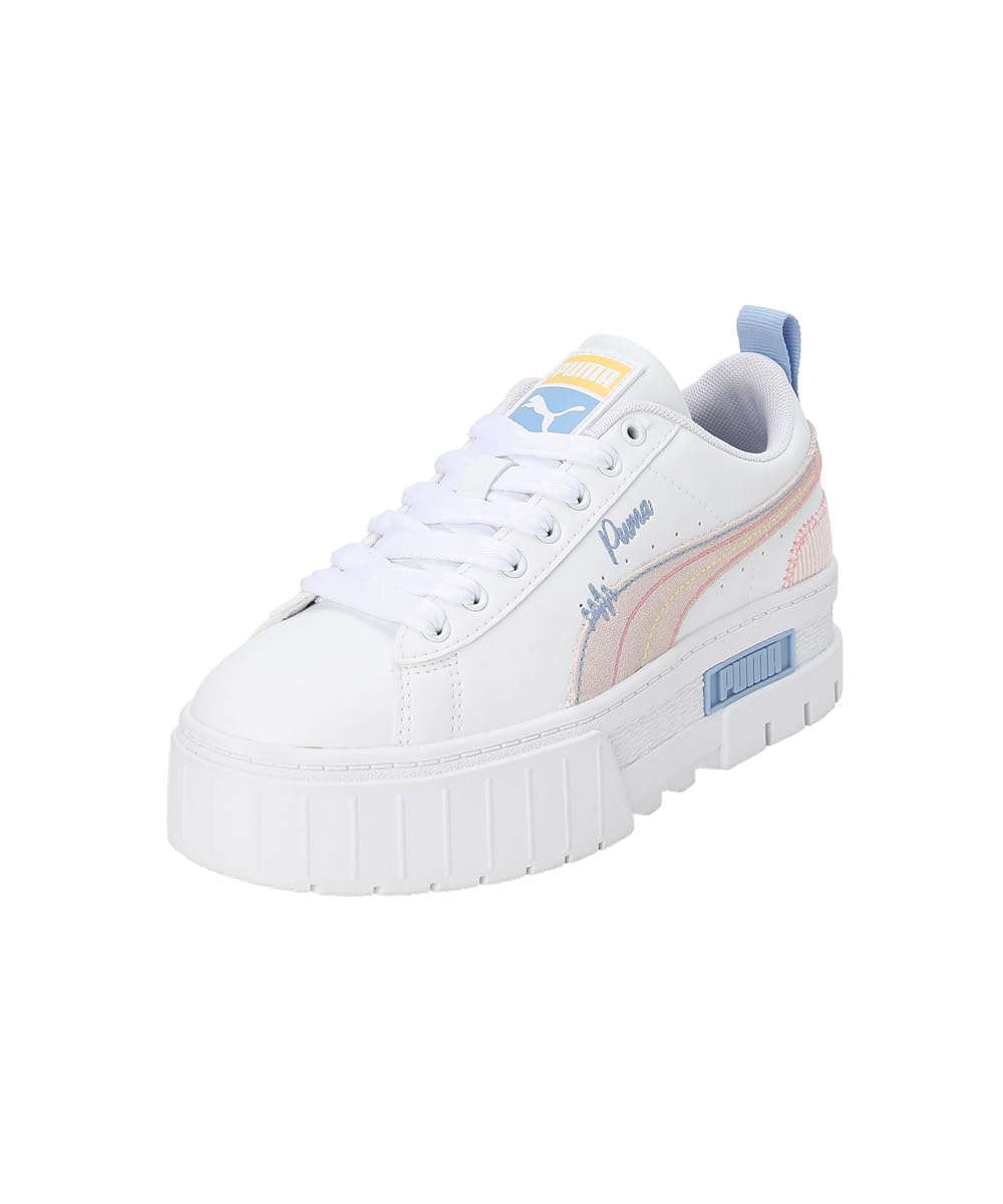 Puma Girls Mayze Sweater Wthr Jr White/Blissful Blue/Peach Smoothie Sneaker - 3.5 UK (392631 01) (B0CD265SGJ) Amazon Price History, Amazon Price Tracker