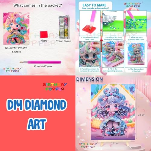 Image of Birthday Popper Art Combo Packs as Birthday Return Gifts | Set of 6 | Creative and Fun Gift Set for Art and Craft Theme Party | for Kids Boys Girls Teens Students of All Age Groups