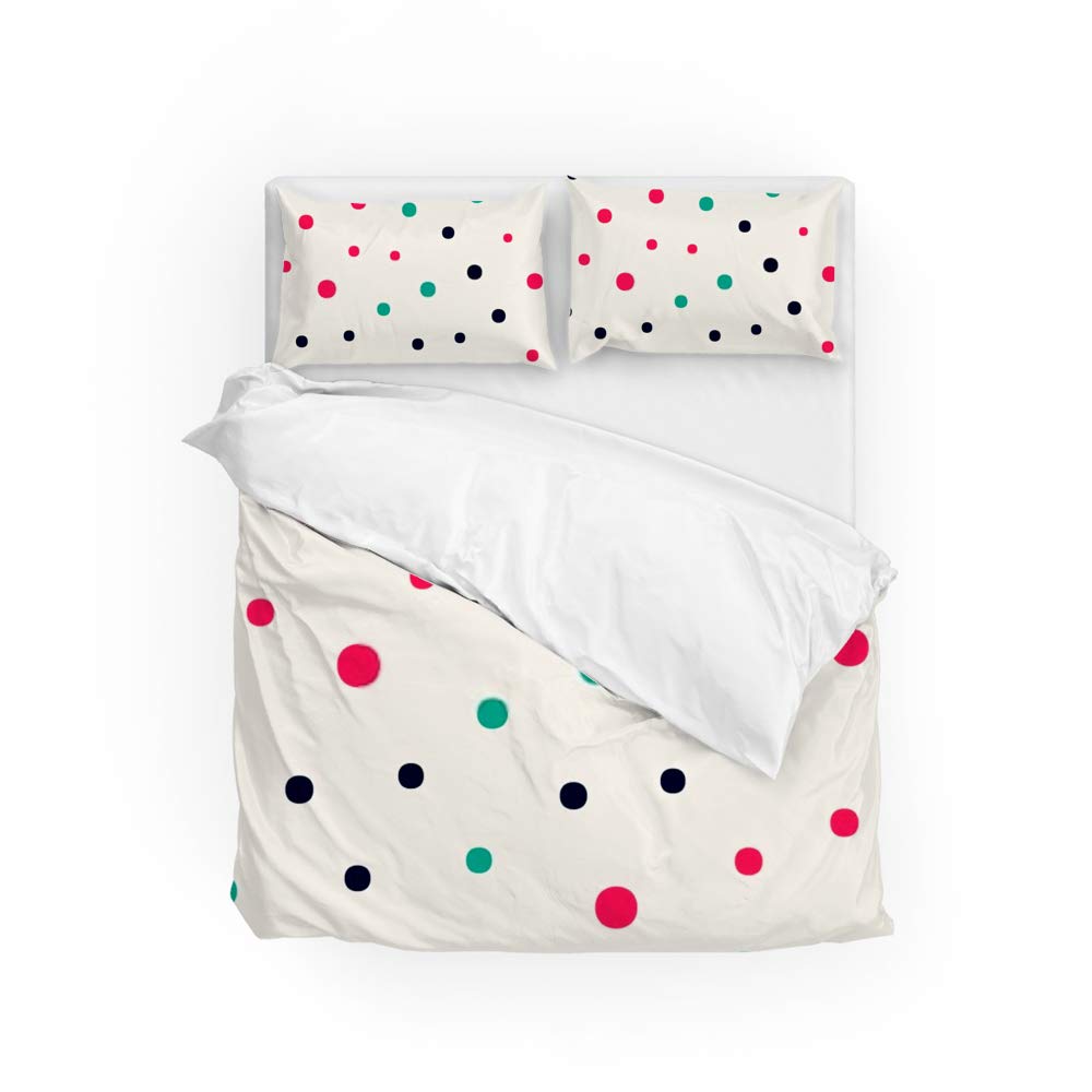 Housse de couette 3 pièces avec taies d'oreiller à pois pour lit jumeau