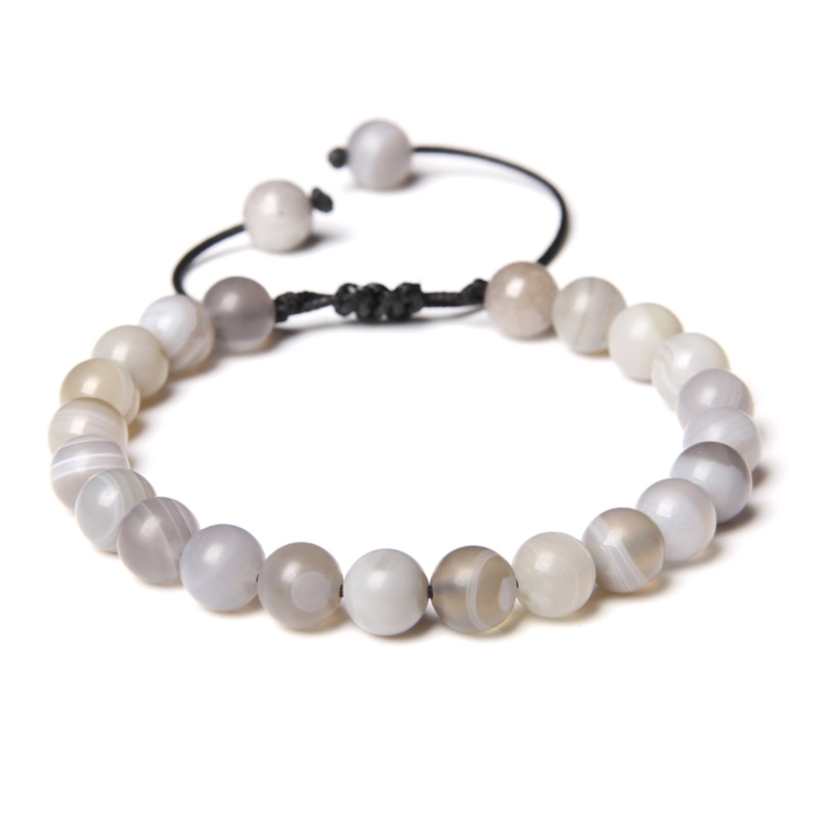Pulseras piedra natural labradorita gris tipo brazalete de cuentas de moda 7
